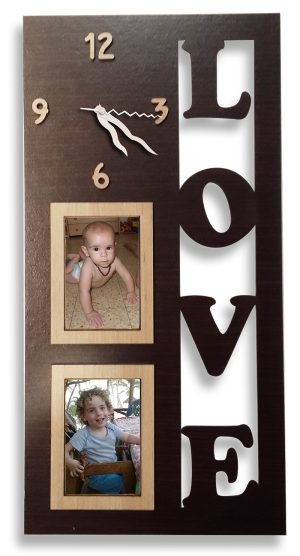 שעון קיר LOVE עם 2 תמונות